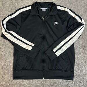 VTG‎ Nike Track Jacket Mesh Mens Size XL Black Stripe Full Zip GRAY TAG 90s Y2K